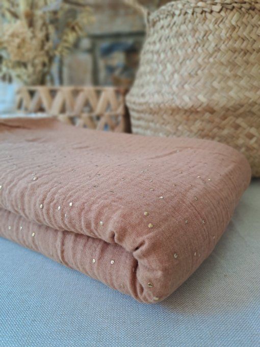 Couverture en sherpa - Caramel à pois dorés