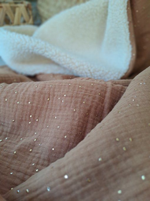 Couverture en sherpa - Caramel à pois dorés