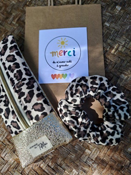 Coffret cadeau Maîtresse - Trousse de Cahier & Chouchou - Léo chic 
