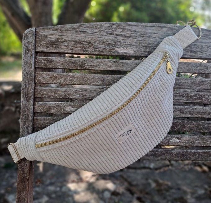 Sac banane Le monde de TiMaï - velours côtelé écru